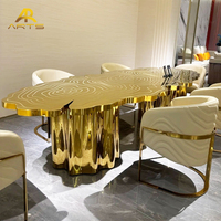 Table à manger en laiton doré Boca Design, table à manger contemporaine irrégulière en forme de racines d'arbre dorées pour 10/12 personnes