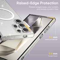 En stock, coque de téléphone transparente avec paillettes pour Samsung S24 Ultra, coque de téléphone magnétique transparente pour Galaxy S23 FE pour iPhone