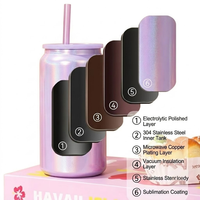 Botella de Agua Térmica de Acero Inoxidable de Doble Pared y Aislamiento de 16 oz, con Tapa de Plástico y Pajita, para Mujer