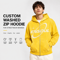Maßgefertigter Vintage-Wascheffekt Reißverschluss-Hoodie Schwergewichtiger Distressed Grafik-Bedruckter Übergroßer Streetwear-Kapuzenpullover OEM ODM Private Label