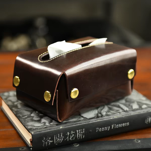 Premium Top-Grain Vegetable Tanned Leather Tissue Box Cover Handmade Genuine Leather Napkin Holder Creative <b>Rustic</b> Facial Tissue - Product Image 2