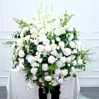 Prix d'usine, vente en gros personnalisée, décoration florale artificielle en soie, 90 cm, magnifique boule de fleurs artificielle blanche de grande taille
