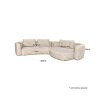 Modernes Gebogenes L-förmiges Cloud-Sofa aus Bouclé-Chenille-Stoff mit Kissen Übergroßes Modulares Ecksofa Wohnzimmermöbel
