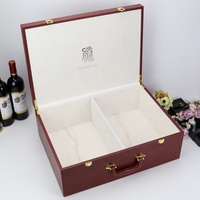 Fabricants personnalisé grande mallette marron stockage d'outils boîte à vin en cuir Pu boîte-cadeau en bois valise avec couvercle à charnière
