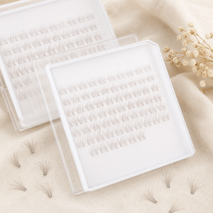Extensions de cils individuels en grappes, en cheveux synthétiques marron, <span class=keywords><strong>velours</strong></span>, faits à la main, sans cruauté, 8-14MM, avec bande transparente - Product Image 4