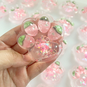 Sequins Strawberry <b>Cat</b> Paw <b>Squishy</b> TPR Super Soft Mud Feel Slow Rebound Stress Relief Toy Squeeze Toy Decompression Toy - Product Image 2