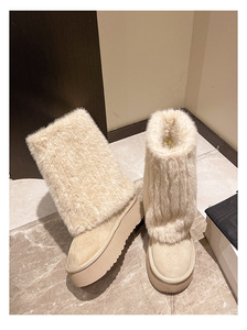 <span class=keywords><strong>Botas</strong></span> <span class=keywords><strong>de</strong></span> nieve <span class=keywords><strong>de</strong></span> lujo para mujer, <span class=keywords><strong>de</strong></span> piel sintética peluda, con plataforma alta, cálidas para invierno, suela gruesa, zapatos <span class=keywords><strong>de</strong></span> mujer, venta al por mayor, personalizables - Product Image 2