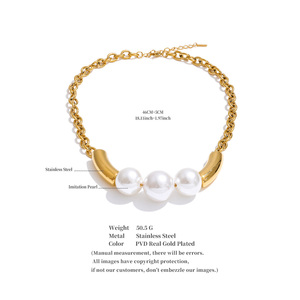 Collar JINYOU 1244 con Cadena Chapada en Oro Minimalista y Perlas Simuladas Grandes para Joyería de Moda Moderna - Product Image 6