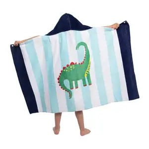 Üretici çocuk panço havlu ile özel tasarım sıcak tutmak plaj pelerin bornoz kapşonlu Beach ponchos