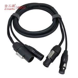 Câble <span class=keywords><strong>hybride</strong></span> combiné PowerCon + <span class=keywords><strong>XLR</strong></span> 3P/5P 2-en-1, alimentation intégrée et combo DMX/Signal/Microphone pour équipement de scène - Product Image 1