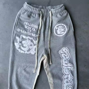 <span class=keywords><strong>Pantaloni</strong></span> da <span class=keywords><strong>Jogger</strong></span> <span class=keywords><strong>bianchi</strong></span> grigi personalizzati 100% cotone Terry High Street <span class=keywords><strong>pantaloni</strong></span> della tuta a gamba larga con stampa Casual a vita media - Product Image 2