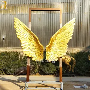 Metal Outdoor Sculpture Garden Large Size Bronze Angel Wings Statue For Sale