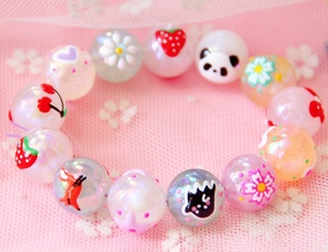 Cartoon Muster Kindheit gemalt Runde Kunststoff Charm Perlen mit Loch für Kinder Schmuck Ornamente - Product Image 6