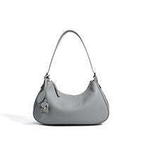 Sac à main polyvalent en cuir véritable en forme de croissant pour femme, design original et simple, grand format, sac sous le bras pour femme
