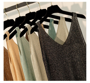 Camiseta de Tirantes Finos Brillante de Punto Ligero para Mujer, Top de Moda - Product Image 2