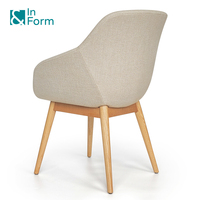 Fauteuil nordique moderne en mousse à injection de tissu beige pour loisirs Chaises pour visiteurs de zone d'attente pour réception de bureau pour projet contractuel