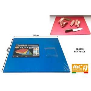 Tabla de Cortar Azul de PE de 50x40x2H CM para Mariscos, 40 mm de Alto con Drenaje de 2 Orificios - Product Image 1