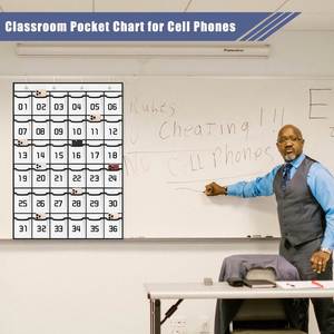 Organizador de Pared Blanco con 36 Bolsillos Numerados para Colgar en el Aula, para Guardar Herramientas del Maestro y Suministros para Teléfonos Celulares - Product Image 3