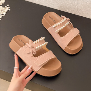 Nouvelles sandales d'été pour femmes à semelles épaisses, style fée française haut de gamme, avec perles et papillons, vente directe d'usine - Product Image 3