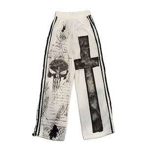 Joggers de course sublimés à jambe large pour hommes, 500 g/m², 100 % coton molletonné, style ample infroissable avec bande latérale, nouveauté été - Product Image 1