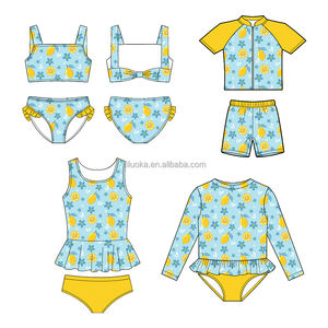 Maillot de bain imperméable de haute qualité pour enfants, imprimé floral, pour bébés filles, en spandex/polyester, vêtements de plage - Product Image 5