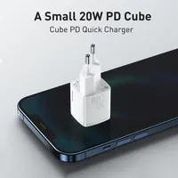 Chargeur USB C Baseus 20W Chargeur Portable Type C Support PD Charge Rapide Pour iPhone 15 14 13 12 11 Pro Max 8 Plus Chargeur Rapide