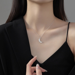 Thời trang sterling bạc 925 Vòng cổ 18K mạ vàng quyến rũ Vòng cổ không thường xuyên Vòng cổ mặt trăng - Product Image 2