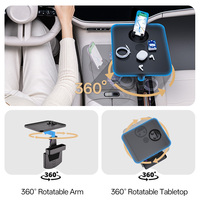 Table de console centrale multifonctionnelle pour voiture, rotation à 360 degrés, plateau carré ou rond pour ordinateur portable, pour manger et travailler