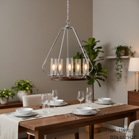 Lámparas de Araña LED de 5 Luces, Estilo Rústico Industrial, Altura Ajustable, Base para Bombilla E12, Una Sola Capa, Certificación ETL y CE, Iluminación para Sala de Estar, OEM ODM