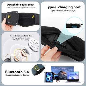 Máscara para <span class=keywords><strong>dormir</strong></span> Blue Tooth <span class=keywords><strong>con</strong></span> música inalámbrica Tipo C Carga Sombreado 3D Poliéster Cómodo para viajes Relajación Color azul - Product Image 5
