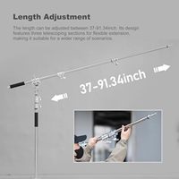 AMBITFUL MF-01 Support d'éclairage de studio photo en acier inoxydable robuste avec bras transversal réglable en hauteur 37''-91'' (232cm/94cm) C-Stand Boom