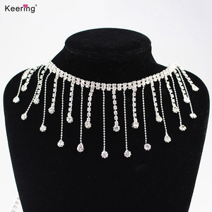 Keering cristallo tremolante nappa strass stile frangia trim cucire su abbigliamento stivali da sposa abbigliamento decorazione WNLC-138 - Product Image 1