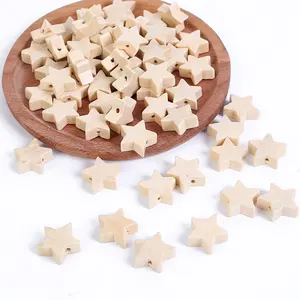 19MM five-pointed star wooden beads wholesale creative DIY jewelry accessories children's jewelry loose beads
