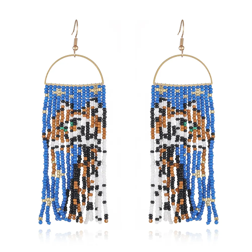 New Arrival Bohemian Tassel Earrings Personality Parrot Tiger Leopard pattern seed beads beaded women's earrings jewelry