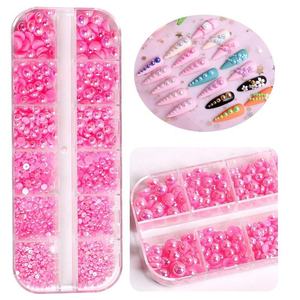 12 Rejillas de Perlas Semiredondas 3D Coloridas para Uñas, Diamantes de Imitación para Salón de Belleza, Perlas DIY para Arte de Uñas, Joyería de Perlas Semiredondas para Uñas - Product Image 2