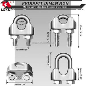 LEKUP Vente d'usine – Fixation <span class=keywords><strong>en</strong></span> U <span class=keywords><strong>en</strong></span> acier inoxydable 304, 5/16 pouces, M8, pour câble métallique, <span class=keywords><strong>en</strong></span> stock - Product Image 2