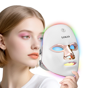 Appareil de massage facial rechargeable 7-en-1, couleurs variées, dispositif électrique, masque facial LED à lumière rouge pour usage domestique - Product Image 1