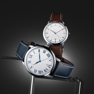 Cassa piatta orologio da donna Business con raffinato Understatement senza tempo eleganza cinturino in pelle zaffiro al quarzo - Product Image 2