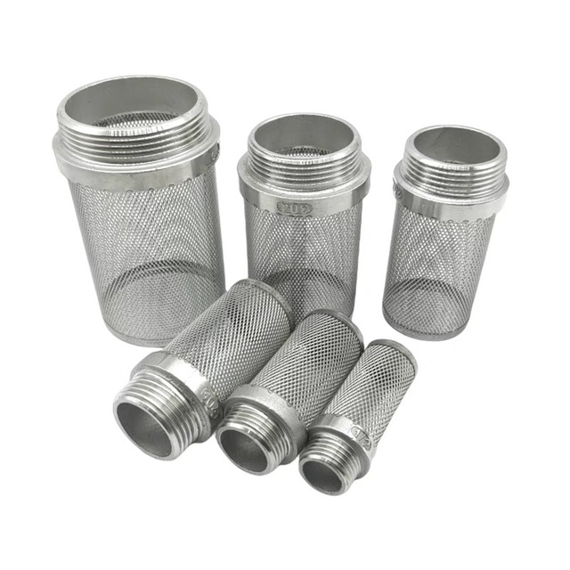 Stainless Steel Suction Strainer for Garden Hose and Pump Inlet Protection Debris Removal Filter Cylinder