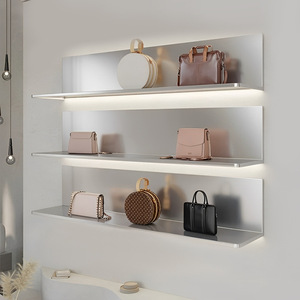 Étagère rectangulaire en alliage d'aluminium Wansheng avec LED, capacité de charge 30 kg, support mural pour magasins de vêtements - Product Image 3