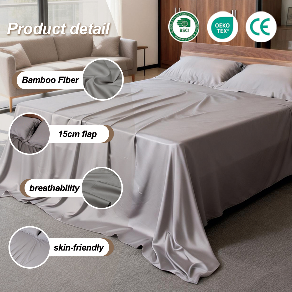 For Certified 100% Bamboo Fabric Modern Eco-Friendly Sheet Set Cooling Breathable For Hot Sleepers Home Use