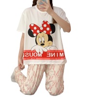 Pyjama Femme d'Été en Gros, 3 Pièces, Imprimé Dessin Animé, Manches Courtes