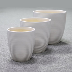 Set di 3 Vasi in <span class=keywords><strong>Ceramica</strong></span> Bianca Opaca Stile Cinese da 8, 10 e 12 Pollici con Foro di Drenaggio per <span class=keywords><strong>Piante</strong></span> Succulente - Product Image 3