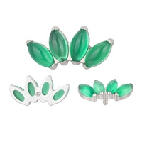 Nouveauté : Bijou d'oreille en Titane ASTM F136 avec Pierre Naturelle Marquise, à filetage interne, utilisable comme Boucle d'oreille, Labret, Anneau de nez ou Anneau d'oreille