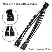 Adaptor Splitter USB2.0 9Pin Male to Female Angitu Front Panel HD 1 ke 2 Kabel Ekstensi USB 9Pin Male to Female