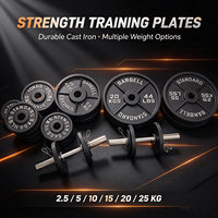 Disque de musculation en fonte Huyang 1,25 kg-25 kg, revêtement noir, 3 trous, avec poignée, pour entraînement de force à domicile, personnalisable