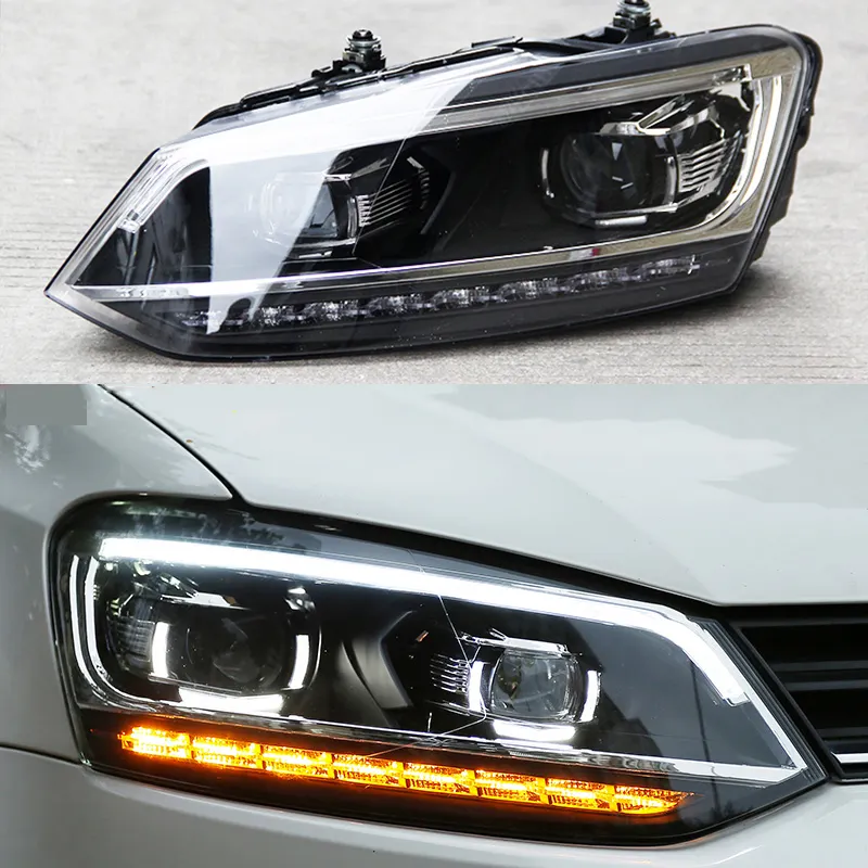 2 Miếng Cho Đèn Pha VW POLO VENTO MK5 2012-2018 Năm Với Đèn Trước Lắp Ráp Đèn Báo Rẽ Động