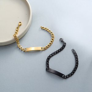 Bracciale da Uomo in Acciaio Inossidabile con Catena a Maglia Curb Placcata Oro 18K PVD, Personalizzabile con Logo e Nome Inciso - Product Image 5