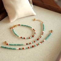 Bracelet ethnique de style chinois en perles d'agate turquoise Nanhong et perles naturelles pour femmes, accessoires de bijoux