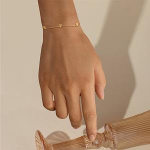 AB026 <span class=keywords><strong>Bracciale</strong></span> con Charm a Fiore in Argento Sterling 925 Placcato <span class=keywords><strong>Oro</strong></span> Lucido, Accessorio per Uso Quotidiano per Donne e Ragazze - Product Image 4